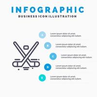 Kanada Spiel Hockey Eisolympiade Liniensymbol mit 5 Schritten Präsentation Infografiken Hintergrund vektor