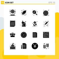 Aktienvektor-Icon-Pack mit 16 Zeilenzeichen und Symbolen für Datenziel-Lollipop-Marketingziel editierbare Vektordesign-Elemente vektor