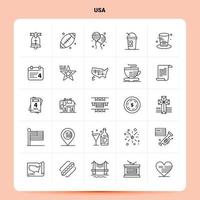 Umriss 25 USA Icon Set Vektor Line Style Design schwarze Icons Set lineare Piktogramm Pack Web und mobile Geschäftsideen Design Vektor Illustration