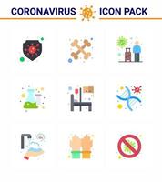 neuartiges coronavirus 2019ncov 9 flaches farbsymbol pack bettlabor touristenlabor chemie virales coronavirus 2019nov krankheitsvektor designelemente vektor