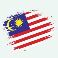 årgång borsta effekt malaysia flagga vektor
