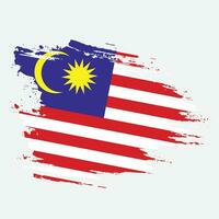 årgång stil hand måla malaysia flagga vektor