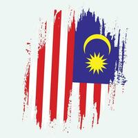 neue verblasste Grunge-Textur Vintage malaysia Flaggenvektor vektor