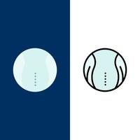 Ball Tennis Sport Spiel Symbole flach und Linie gefüllt Icon Set Vektor blauen Hintergrund