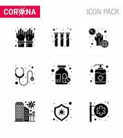 covid19 Corona-Virus-Kontaminationsprävention blaues Symbol 25 Pack wie Medikamente medizinische Covid-Krankenhausbakterien virales Coronavirus 2019nov-Krankheitsvektor-Designelemente vektor