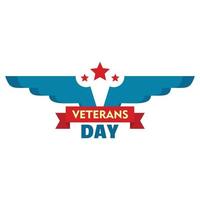 Wings Veterans Day Logo, flacher Stil vektor