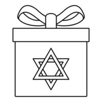 jüdisches Geschenkbox-Symbol, Umrissstil vektor