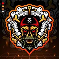 Totenkopf Piraten Maskottchen. Esport-Logo-Design vektor