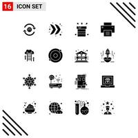 Stock Vector Icon Pack mit 16 Linienzeichen und Symbolen für Cloud Line Bag Interface Wasser editierbare Vektordesign-Elemente