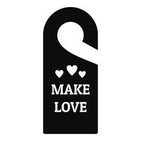 Make Love Hanger-Tag-Symbol, einfachen Stil vektor