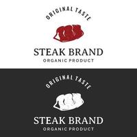 biff hus eller årgång färsk kött logotyp design.premium kvalitet grillad kött.typografi bricka för retro restaurang, bar och Kafé. vektor