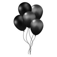 3D-Vektor-Cartoon-Plastik übertragen Bündel moderner schwarzer Luftballons für Geburtstags-, festliche, Feiertagsereignis-Dekorationselementdesign vektor