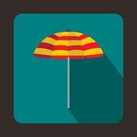 gul och röd strand paraply ikon, platt stil vektor