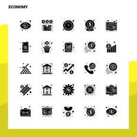 25 Economy-Icon-Set solide Glyphen-Icon-Vektor-Illustrationsvorlage für Web- und mobile Ideen für Unternehmen vektor