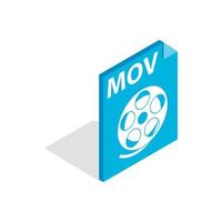 mov video fil förlängning ikon, isometrisk 3d stil vektor