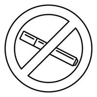 Nej rökning cigarett ikon, översikt stil vektor