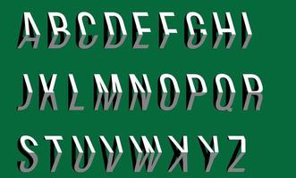 Vektor 3d englisches Alphabet. Kalligrafie-Schriftart auf grünem Hintergrund.