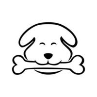 Hund frisst Knochen-Silhouette-Design. niedliche haustier-logo-vorlage, zeichen und symbol. vektor
