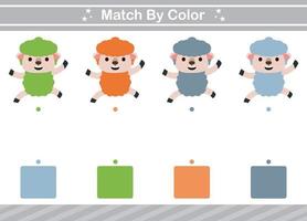 Match nach Farbe des Tierlernspiels für den Kindergarten Matching-Spiel für Kinder vektor