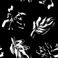 monochrome florale Pinselstriche nahtloses Musterdesign für Modetextilien, Grafiken, Hintergründe und Kunsthandwerk vektor