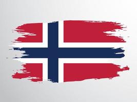 flagga av Norge målad med en borsta. vektor