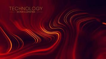abstrakt röd geometrisk bakgrund. förbindelse strukturera trogen teknologi röd Vinka. digital bakgrund med partiklar och rök. vektor