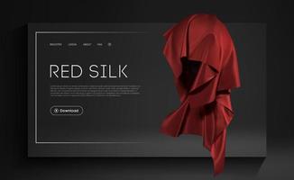 maska röd silke på sfär realistisk omslag design. röd mode bakgrund. realistisk 3d objekt vektor illustration eps 10.