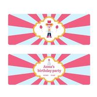 ett inbjudan till en födelsedag fest i de stil av en rosa cirkus. vektor