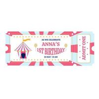 födelsedag fest inbjudan i de stil av en rosa cirkus. vektor
