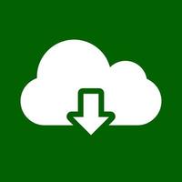 Cloud-Computing-Symbol auf grünem Hintergrund. Dateisymbol herunterladen. vektor