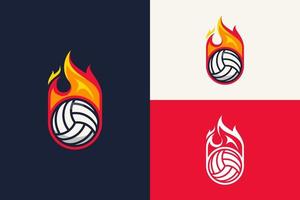 Sport-Logo-Feuer-Volleyball-Illustration vektor