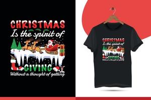 Typografie-T-Shirt-Designvektorschablone der frohen Weihnachten lustige mit Weihnachtsmann, Rotwild, Hund, Schneeflockengraphikillustration. vektor