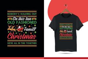 altmodisches familienweihnachten, lustiges typografie-vektorhemddesign, weihnachtsfeiertagsgrafikdruckset, t-shirt-designs für hässliche pullover x mas party. Festivaldekoration mit Baum, Weihnachtsmann vektor