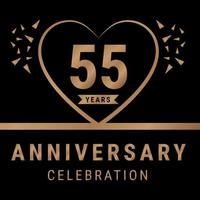 55 år årsdag firande logotyp. årsdag logotyp med gyllene Färg isolerat på svart bakgrund, vektor design för firande, inbjudan kort, och hälsning kort. eps10 vektor illustration