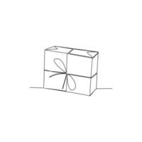 vektor illustration av packade lådor med gåvor dragen i linje konst stil