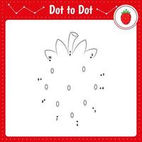 verbinde die Punkte. strawberry.dot to dot Lernspiel. malbuch für vorschulkinder aktivitätsarbeitsblatt. vektor