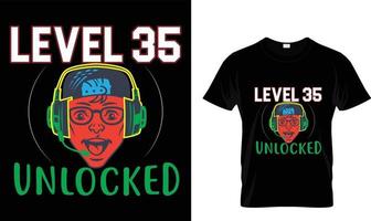 Level 35 freigeschaltetes T-Shirt-Design vektor