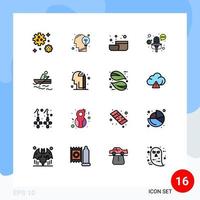 uppsättning av 16 modern ui ikoner symboler tecken för vatten rodd skål båt multimedia redigerbar kreativ vektor design element