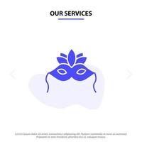 unsere dienstleistungen maske kostüm venezianische madrigale solide glyph icon web card template vektor