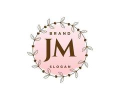 anfängliches feminines jm-logo. verwendbar für Natur-, Salon-, Spa-, Kosmetik- und Schönheitslogos. flaches Vektor-Logo-Design-Vorlagenelement. vektor