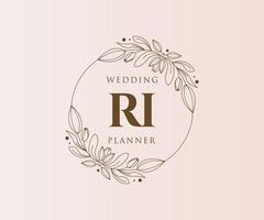 ri initialer brev bröllop monogram logotyper samling, hand dragen modern minimalistisk och blommig mallar för inbjudan kort, spara de datum, elegant identitet för restaurang, boutique, Kafé i vektor