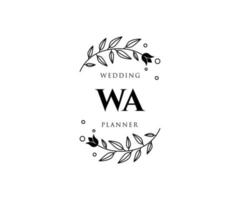 wa initialer brev bröllop monogram logotyper samling, hand dragen modern minimalistisk och blommig mallar för inbjudan kort, spara de datum, elegant identitet för restaurang, boutique, Kafé i vektor