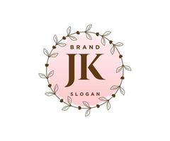 anfängliches jk feminines logo. verwendbar für Natur-, Salon-, Spa-, Kosmetik- und Schönheitslogos. flaches Vektor-Logo-Design-Vorlagenelement. vektor