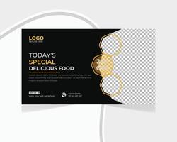 Restaurant-Speisekarte YouTube-Thumbnail-Geschäft und Web-Banner-Vorlagendesign vektor
