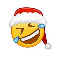weihnachten rollt auf dem boden und lacht über ein großes gelbes emoji-lächeln vektor