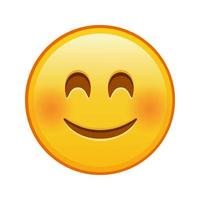 lächelndes Gesicht mit lachenden Augen, groß, gelbes Emoji-Lächeln vektor