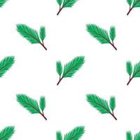 Vektormuster mit Tannenzweigen, Weihnachtsbaum, Weihnachten im Cartoon-Stil, Neujahr, Wintermuster für Postkarten, Dekoration, Geschenkverpackung vektor