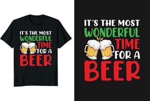 Es ist die schönste Zeit für ein Bier. Weihnachts-T-Shirt-Design für eine Vektordatei. hässliches t-shirt design, weihnachts t-shirts amazon, weihnachts t-shirts damen vektor