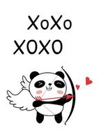valentines dag kort med bebis panda vektor illustration