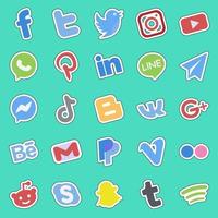 klistermärke linje uppsättning social media. social media element, logotyper, och symboler. Bra för grafik, affischer, annons, företag kort, hemsida etc. vektor